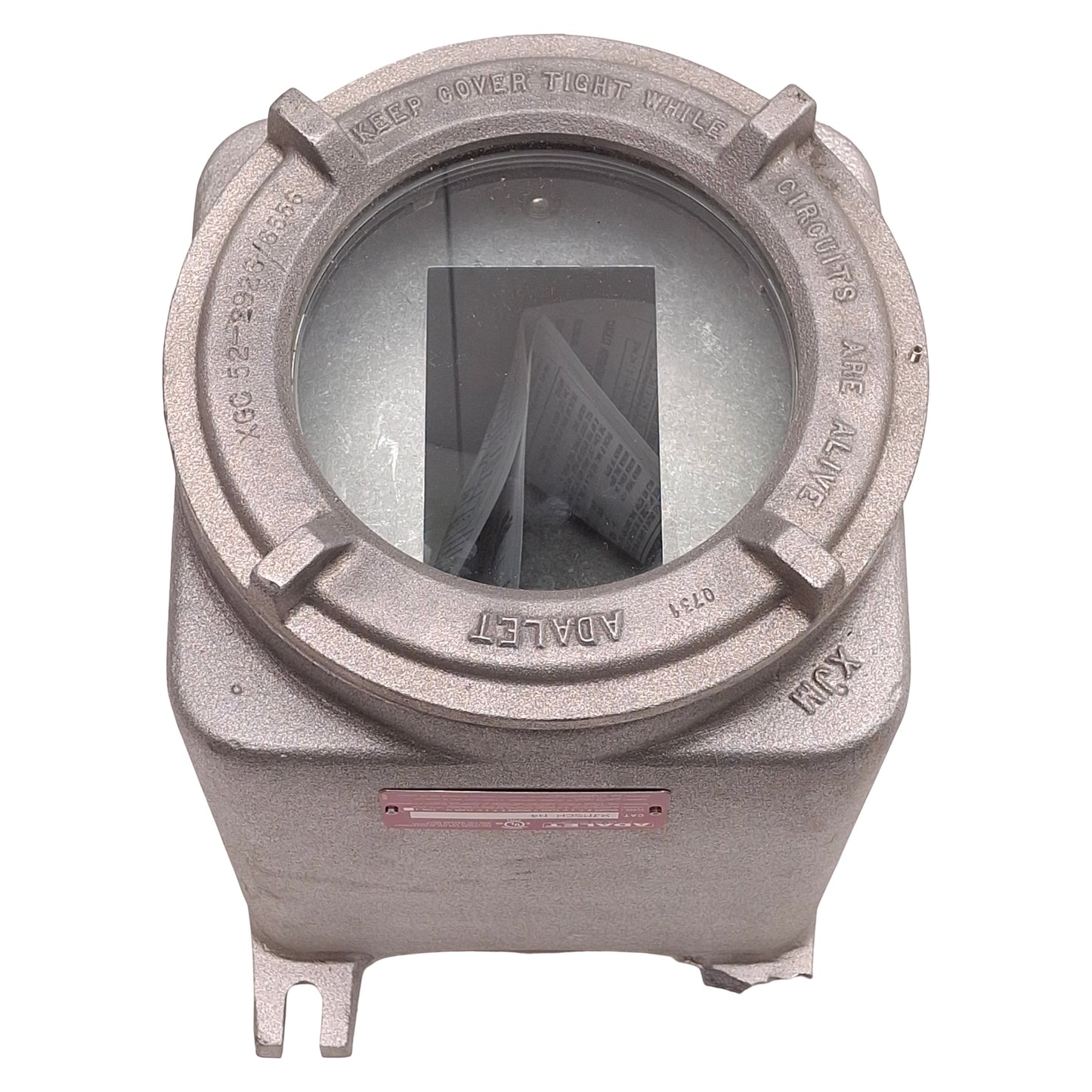 Used Adalet XJMGCH N4 Explosion Proof Meter Housing 6-3/4"x6-3/4"x8" *Broken Mount*