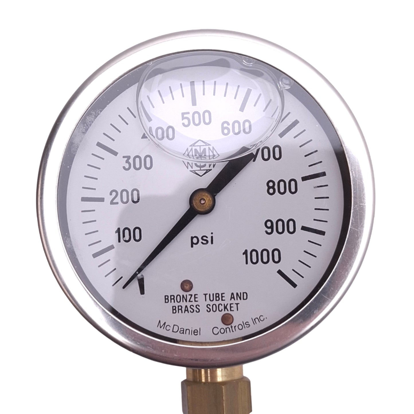 New McDaniel Controls KK-GF Pressure Gauge, 2-1/2in Face, 0-1000psi, 1/4in NPT