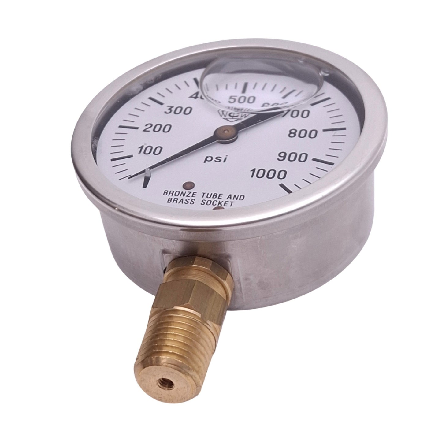 New McDaniel Controls KK-GF Pressure Gauge, 2-1/2in Face, 0-1000psi, 1/4in NPT
