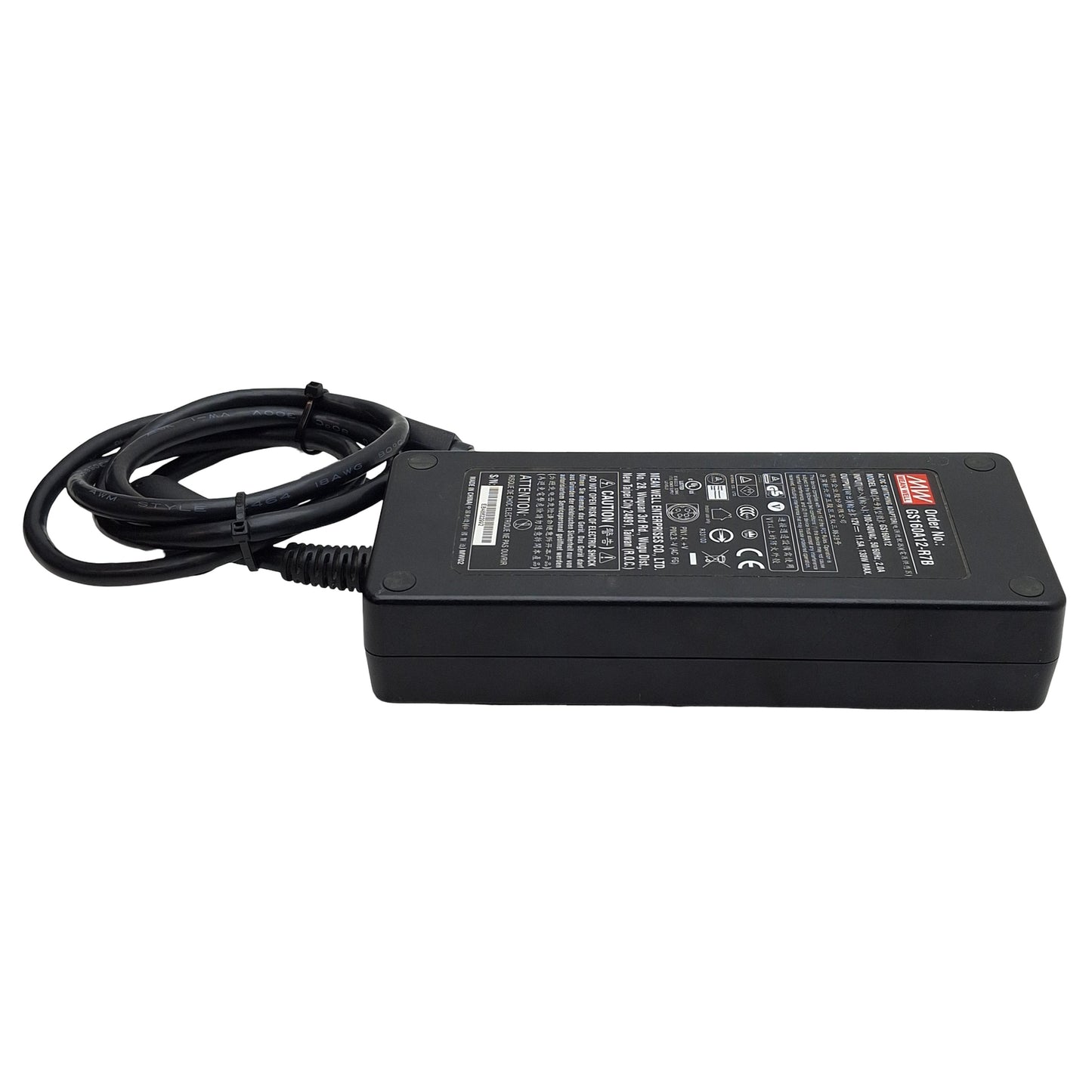 Used Meanwell GS160A12-R7B Power Supply, 100-240VAC In, 11.5A 12VDC Out, 4-Pin DIN