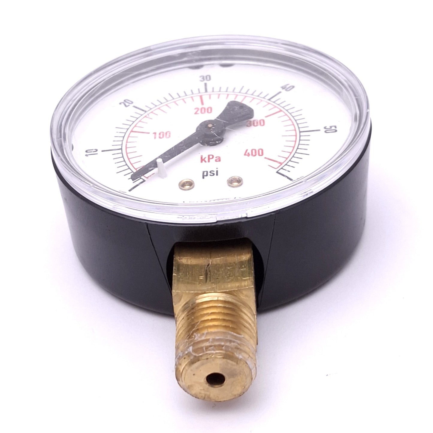 Used NOSHOK 25-100-60-psi/kPa Pressure Gauge, 2-1/2in Face, 60psi/400kPa, 1/4in NPT