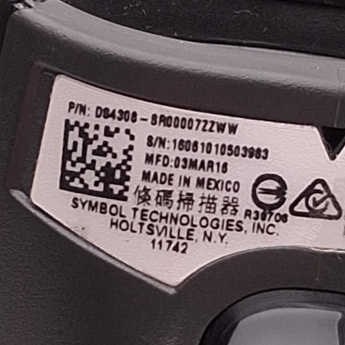 Used Symbol DS4308-SR00007ZZWW Handheld Laser Barcode Scanner 5VDC±10% @ 360mA