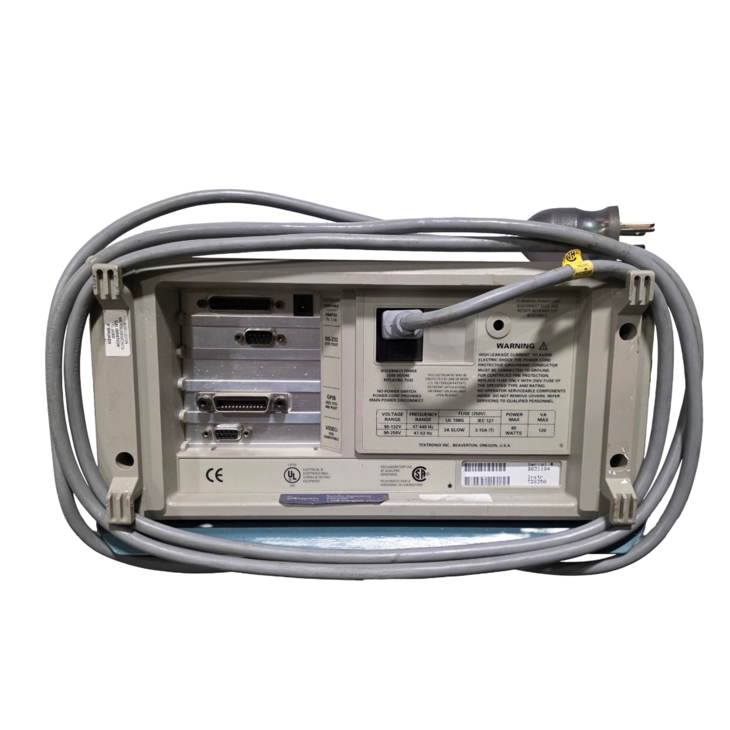 Used Tektronix TDS350 2-Channel Digital Oscilloscope With K212 Cart, 200MHz, 1GS/s