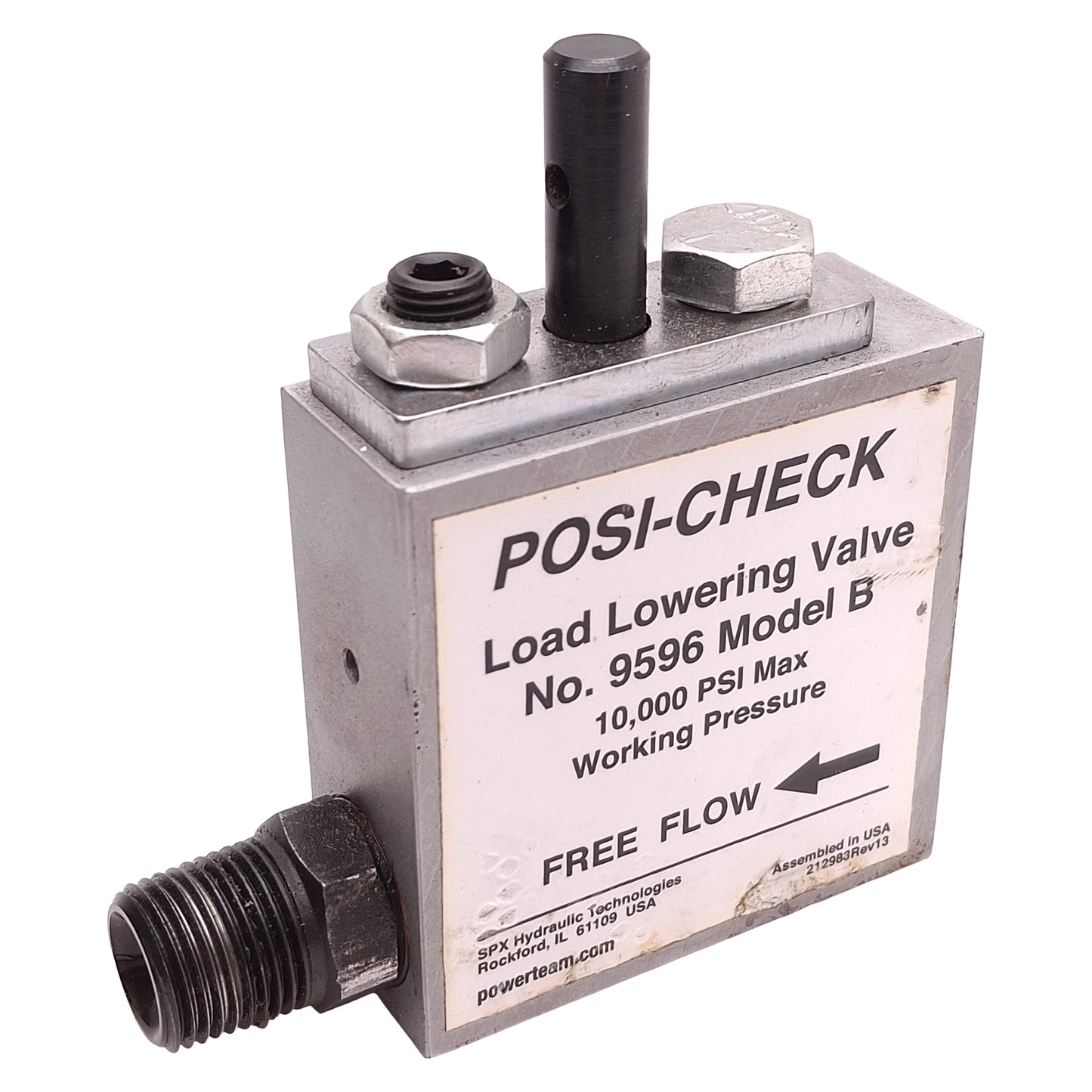 Used Power Team 9596 Hydraulic Posi-Check Valve 3/8 NPTF , 5GPM Flow, 10,000psi Max