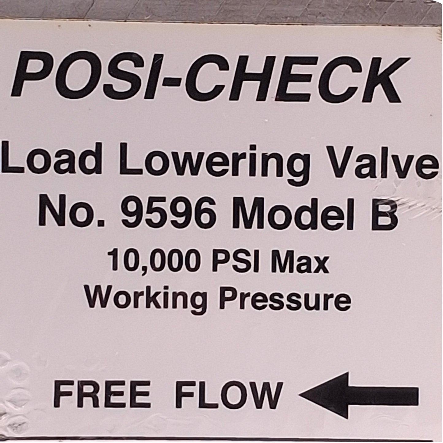 Used Power Team 9596 Hydraulic Posi-Check Valve 3/8 NPTF , 5GPM Flow, 10,000psi Max