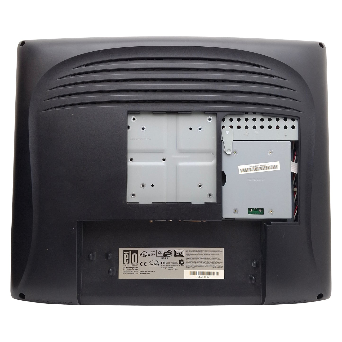 Used Elo ET1725L-7UWF-1 Touchscreen Monitor, 17in TFT, 1280x1024, 12VDC *Back Plate*