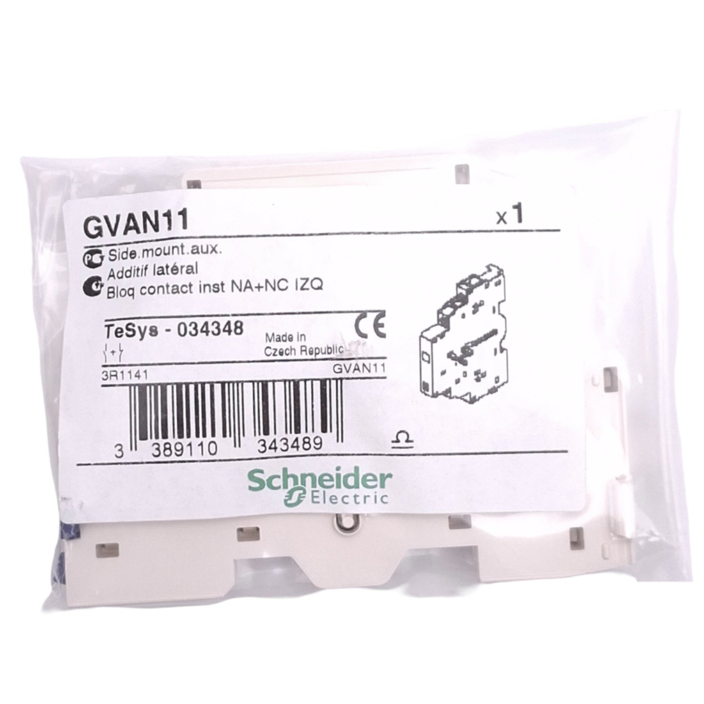 New Schneider Electric GVAN11 Auxiliary Contact Block, 1NO 1NC, 690VAC 6A Max