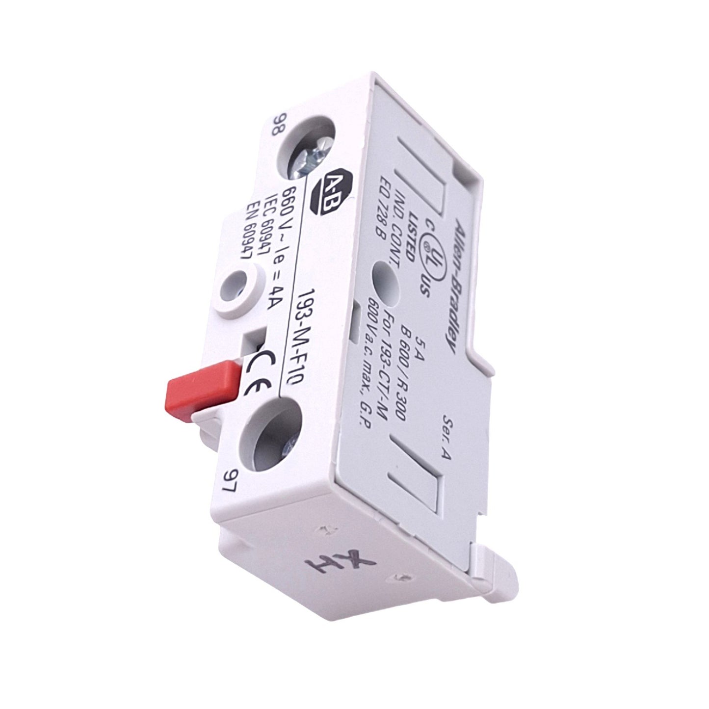 New Allen Bradley 193-M-F10 Auxiliary Contact Block for 193-M/193-CT, 1NO, 600VAC 5A