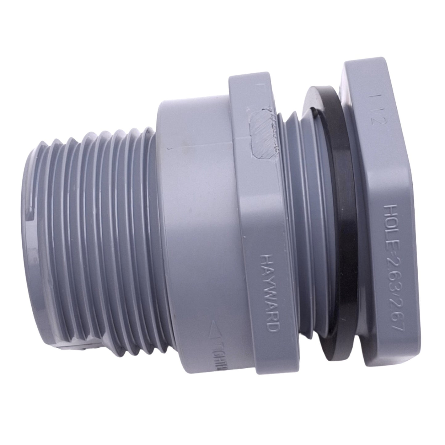 New Hayward BFA2015CES CPVC Bulkhead Fitting, 1-1/2in NPT, 4in Length, 150psi Max