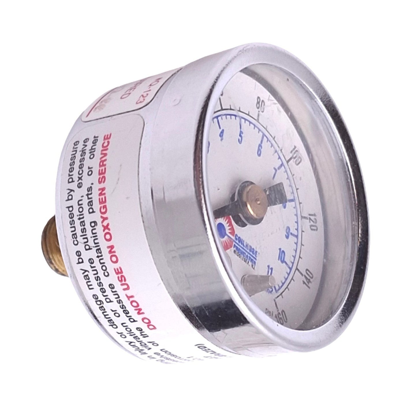 Used Coilhose Pneumatics 8700-160 Air Pressure Gauge, ø1-1/2in, 160psi, 1/8in NPT