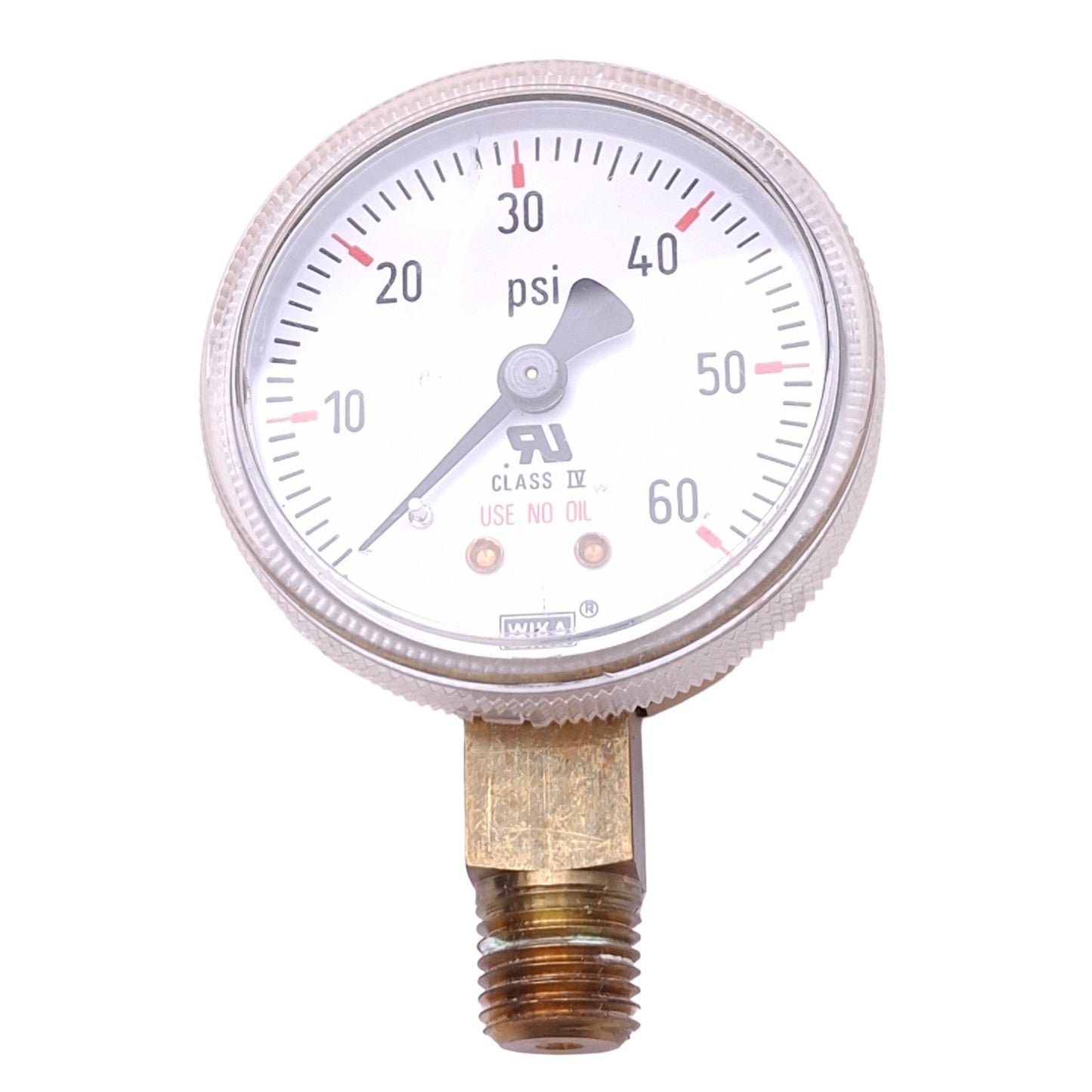 Used WIKA 111.11-B-PG341Z Pneumatic Pressure Gauge, ø2in, 0-60psi, 1/4in NPT