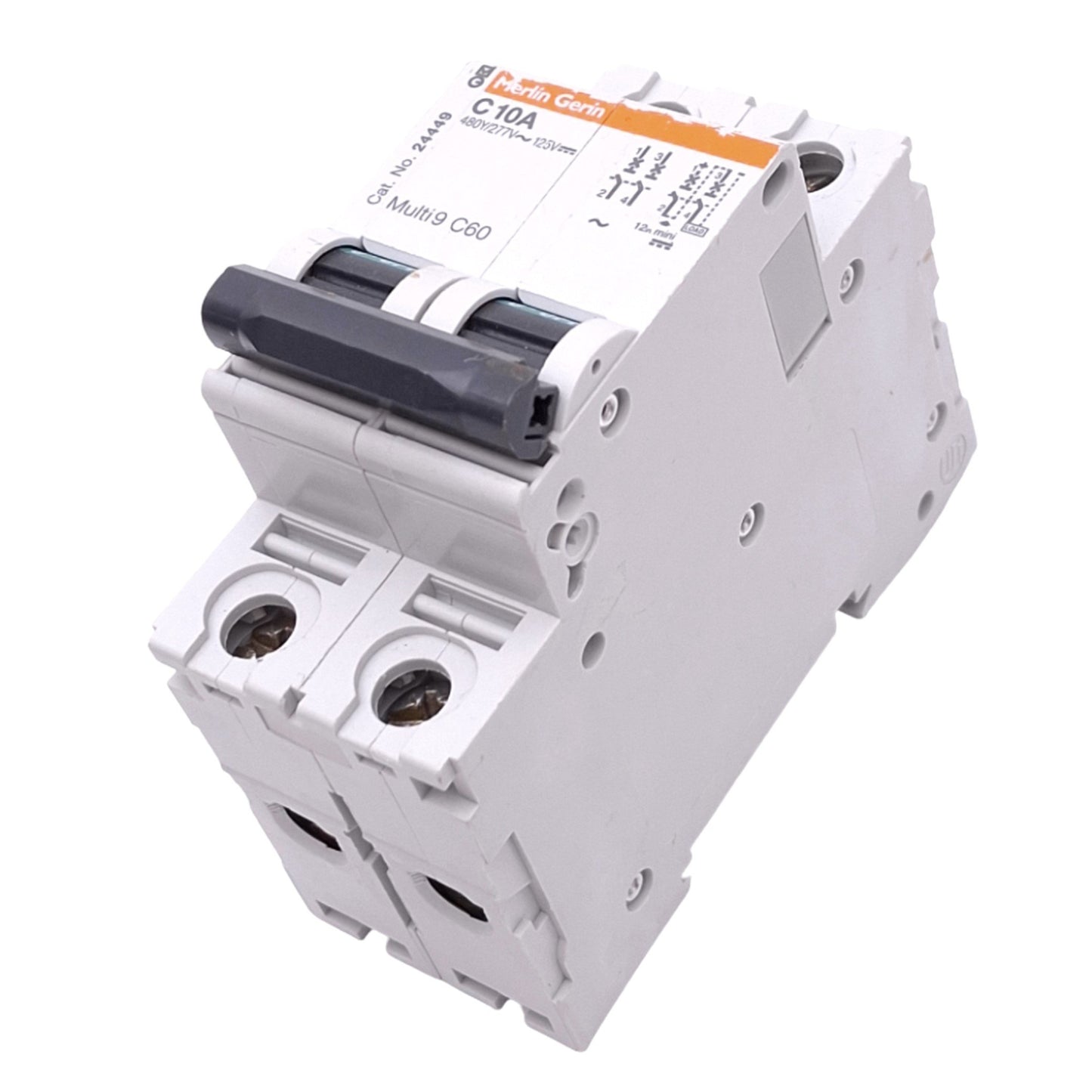 Used Merlin Gerin 24449 Multi9 C60 Circuit Breaker, 2-Pole, 10A, 480Y/277VAC