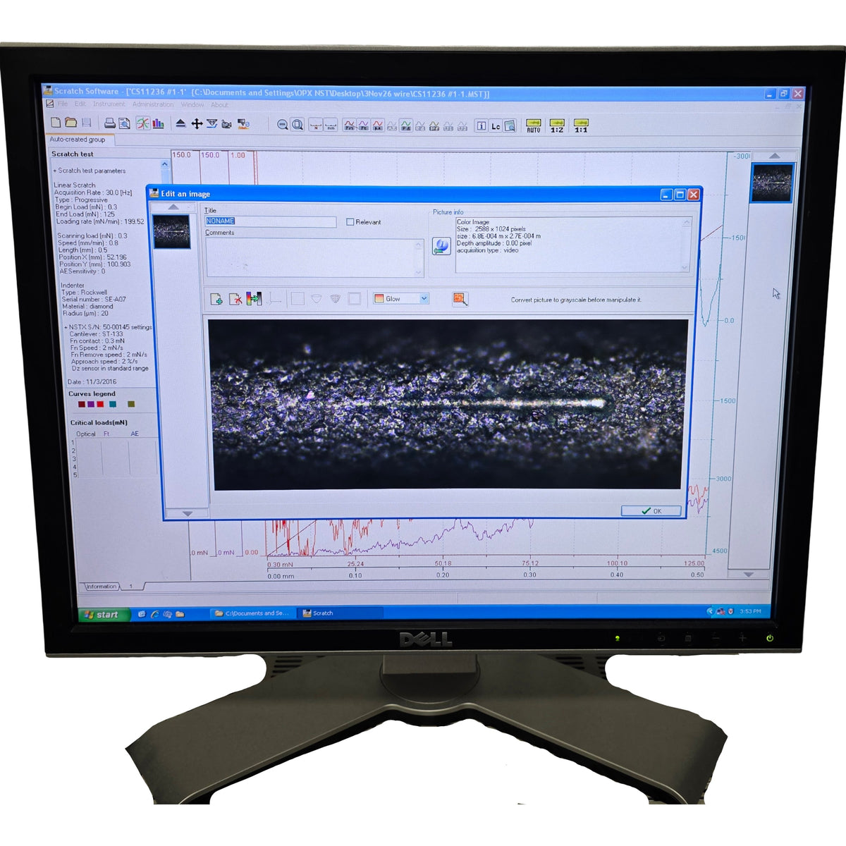 Used CSM Instruments Open Platform With Nano Scratch Testing System 10μN to 1N 120VAC