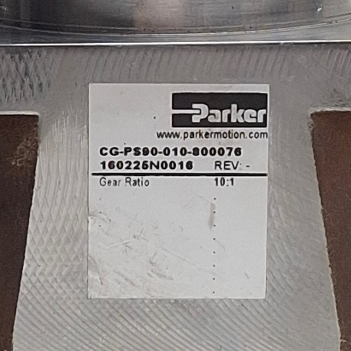 Used Parker CG-PS90-010-800076 Gen 2 Stealth Helical Planetary Gearhead 10:1, 3500RPM
