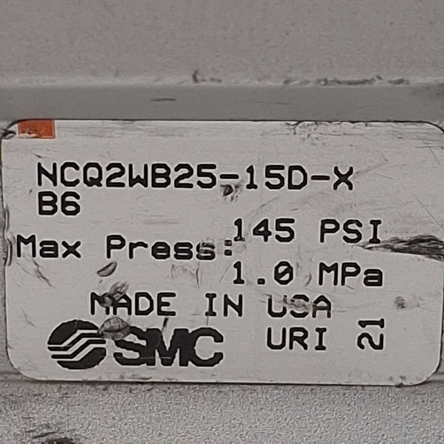 Used SMC NCQ2WB25-15D-XB6 Pneumatic Compact Cylinder, ø25mm Bore, 15mm Stroke, M5x0.8