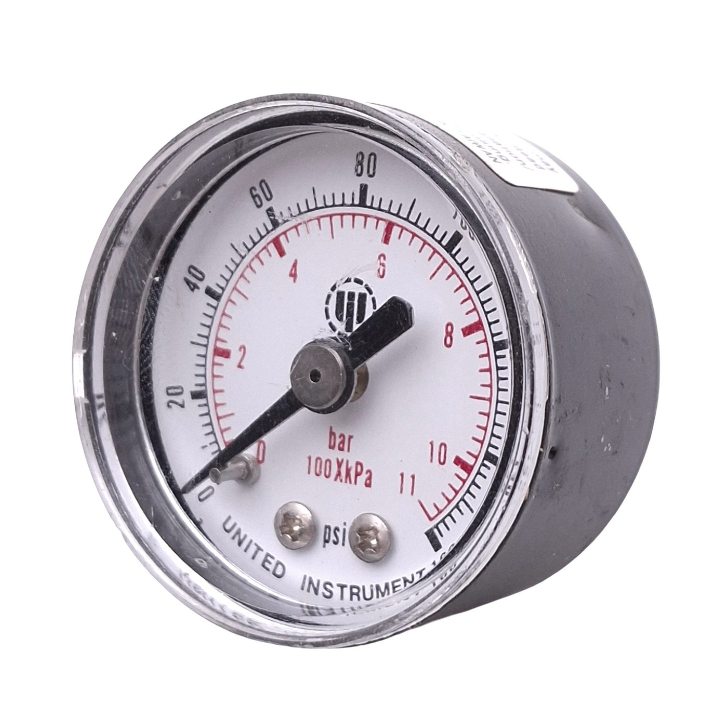 Used United Instrument 4FLZ8 Air Pressure Gauge, ø1-1/2in, 160psi, 1/8in NPT