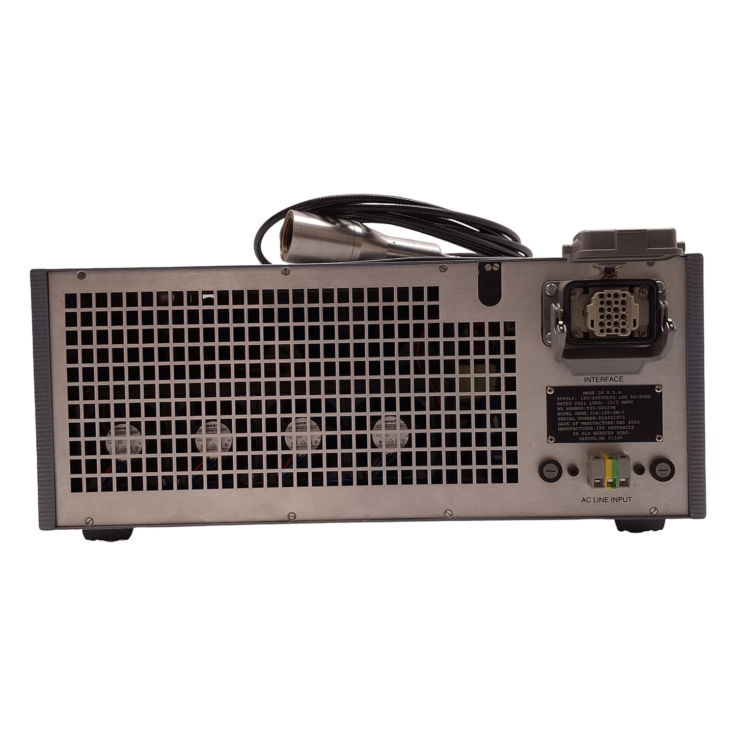 Used IPG Photonics YLR-100-SM-C Ytterbium Single-Mode Fiber Laser 100W 1070nm 120VAC