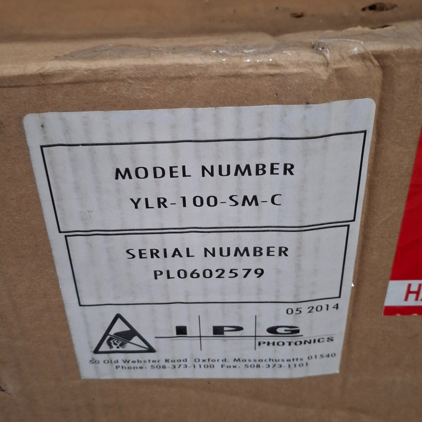 Used IPG Photonics YLR-100-SM-C Ytterbium Single-Mode Fiber Laser, 100W 1070nm 120VAC
