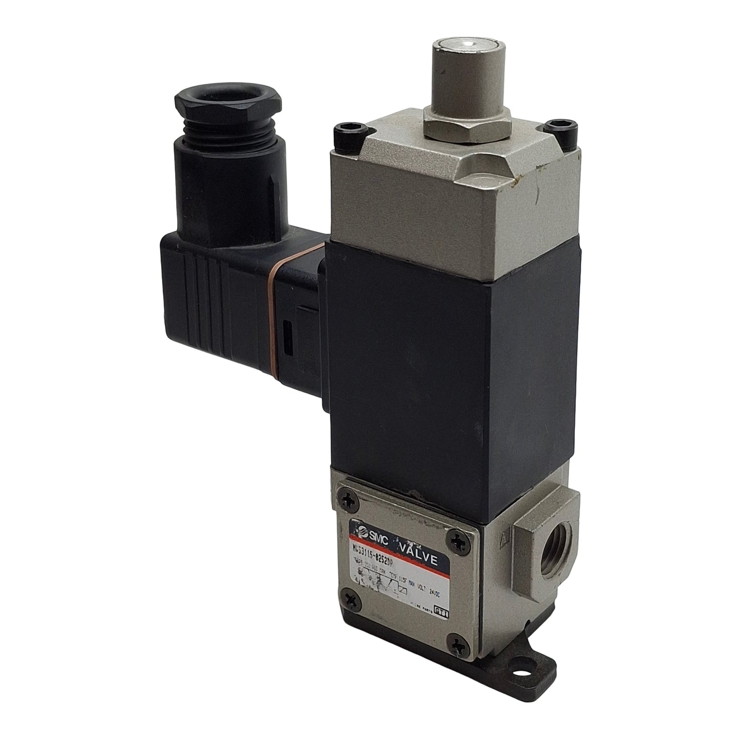 Used SMC NVS3115-0252DP Solenoid Valve, 3-Way, Rc1/4, 150psi Max, 24VDC Coil