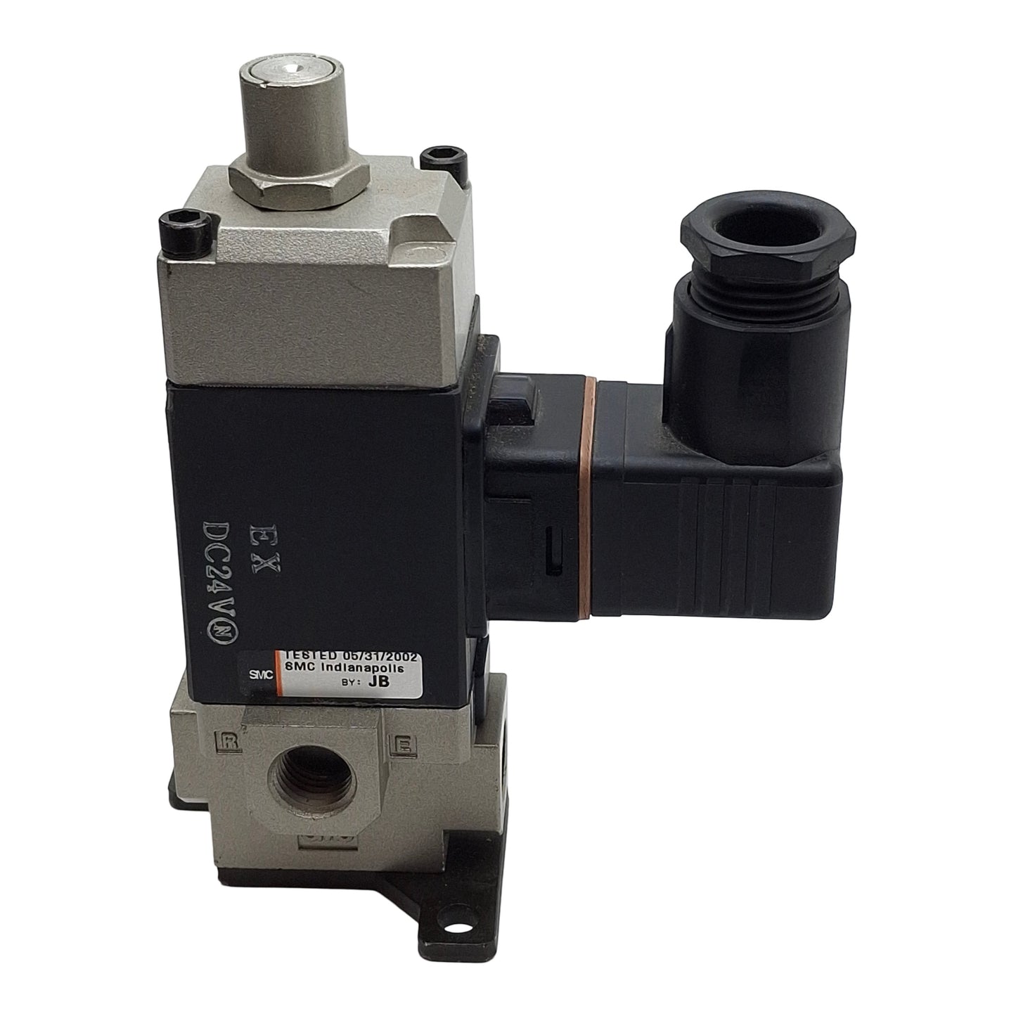 Used SMC NVS3115-0252DP Solenoid Valve, 3-Way, Rc1/4, 150psi Max, 24VDC Coil