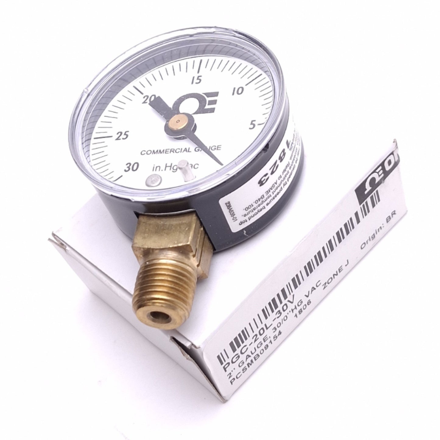 New Omega PGC-20L-30V Vacuum Gauge, ø2in Face, 0 to 30in.Hg vac, 1/4in NPT