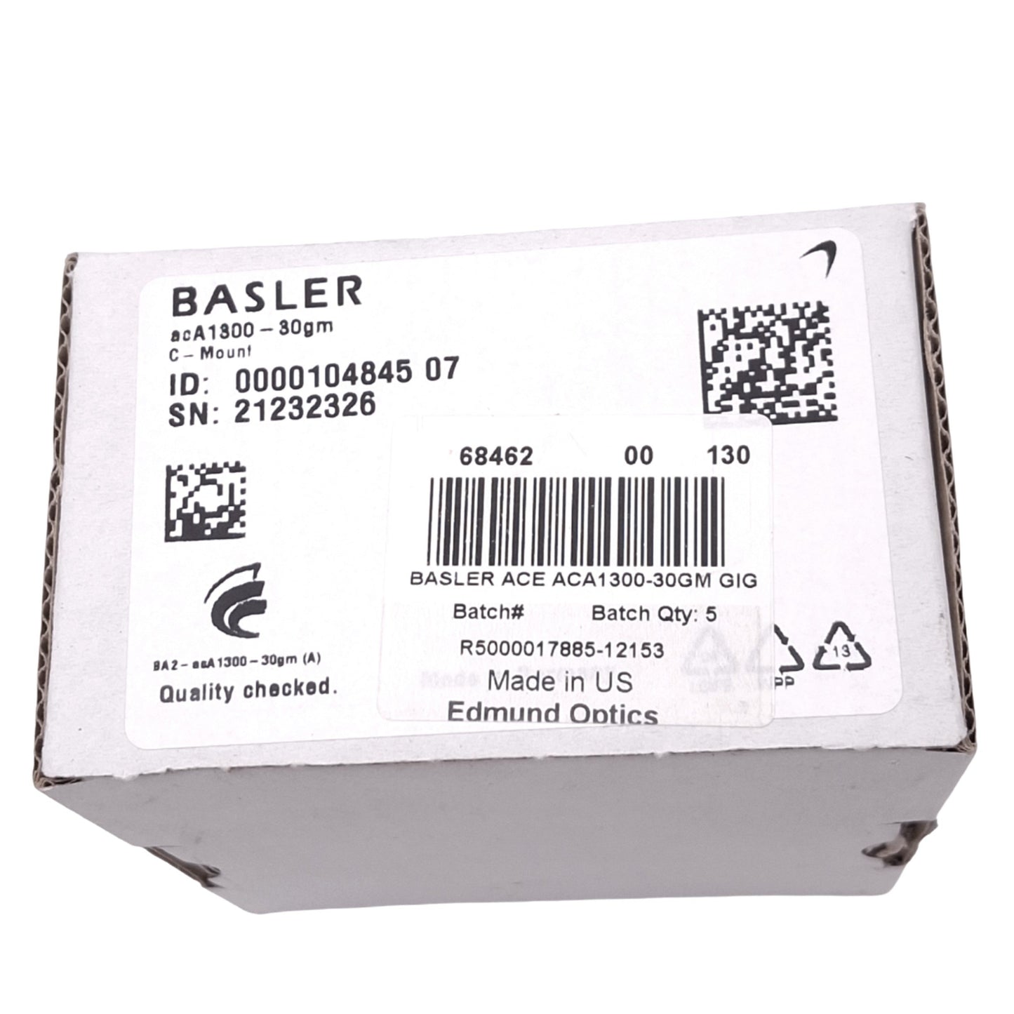 New Basler acA1300-30gm 1.3MP GigE Camera, 1/3in CCD, 1296x966 30fps, 12VDC, RJ45