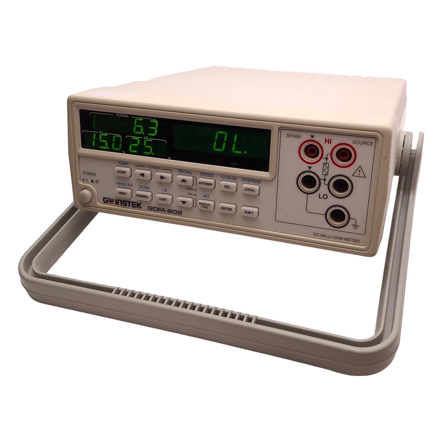 Used GWinstek GOM-802 D.C. Milli-Ohm Meter 100-230VAC, 27VA Max, 30,000 Counts