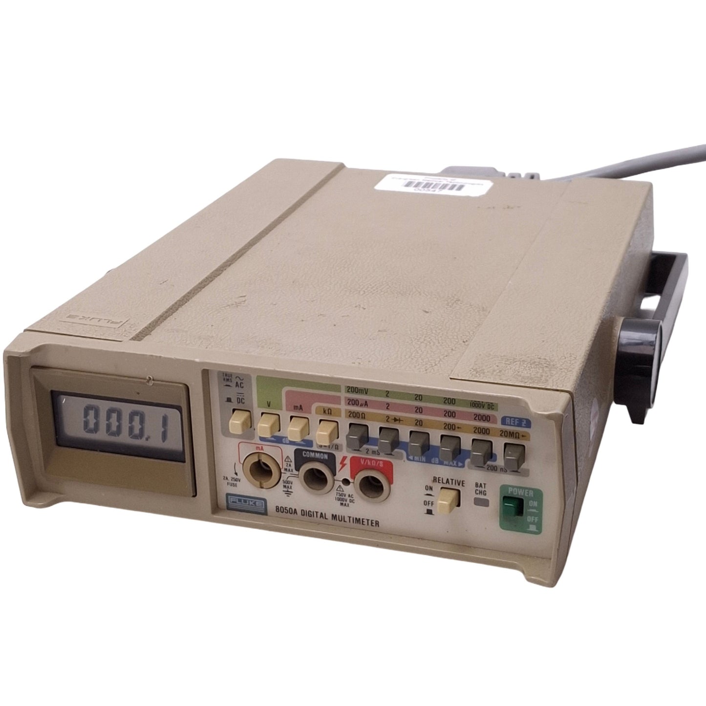 Used Fluke 8050A Digital Multimeter, 4-1/2 Digit, 120VAC In, 20Hz-50KHz, 2A 1000V Max