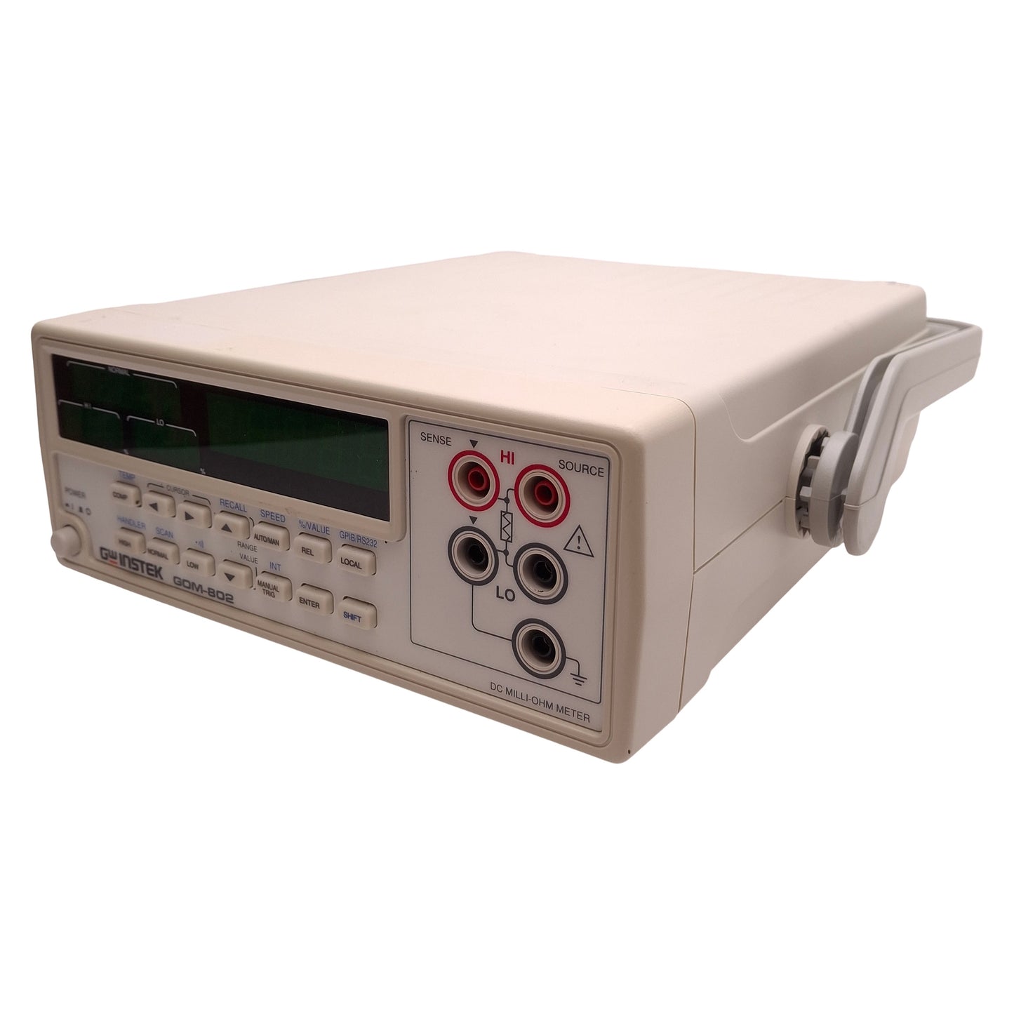 Used GWinstek GOM-802 D.C. Milli-Ohm Meter 100-230VAC, 27VA Max *Broken Handle*