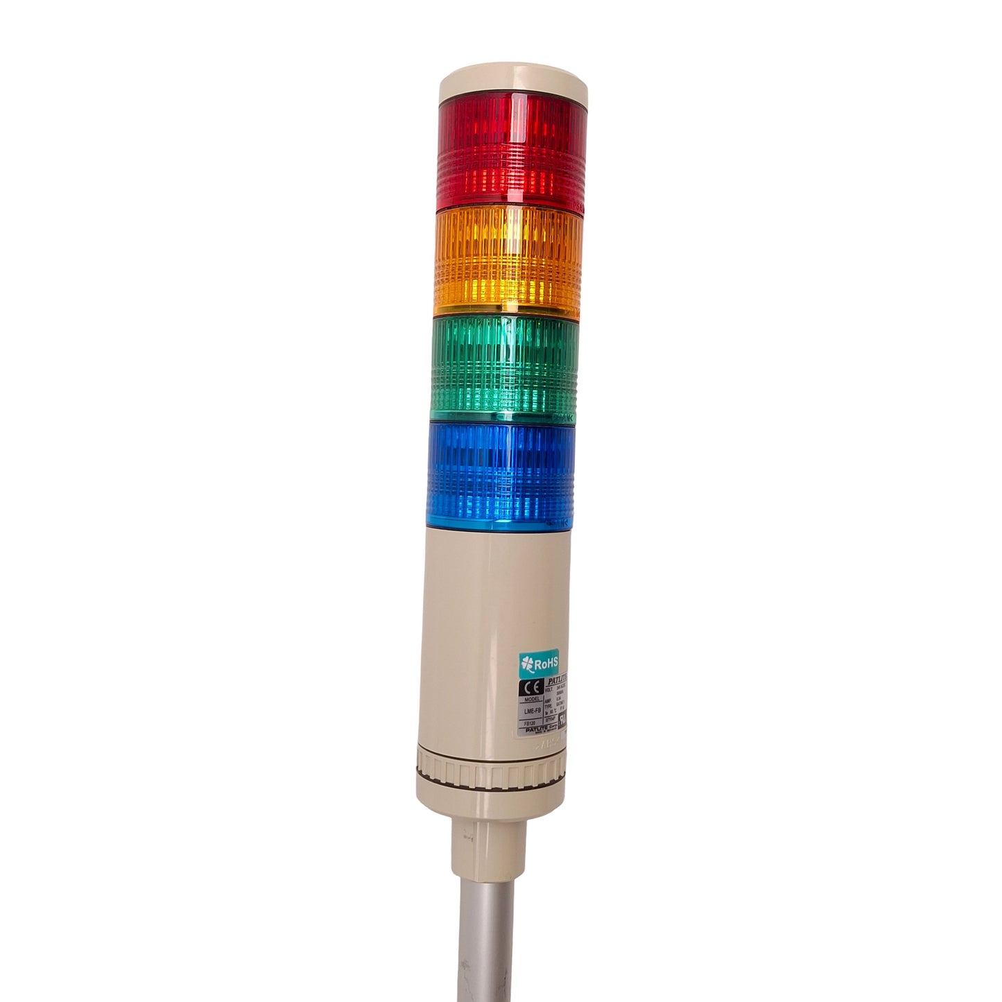 Used PATLITE LME-402FBRYGB Signal Light Tower ø60mm, 24VAC/DC, Red/Amber/Green/Blue