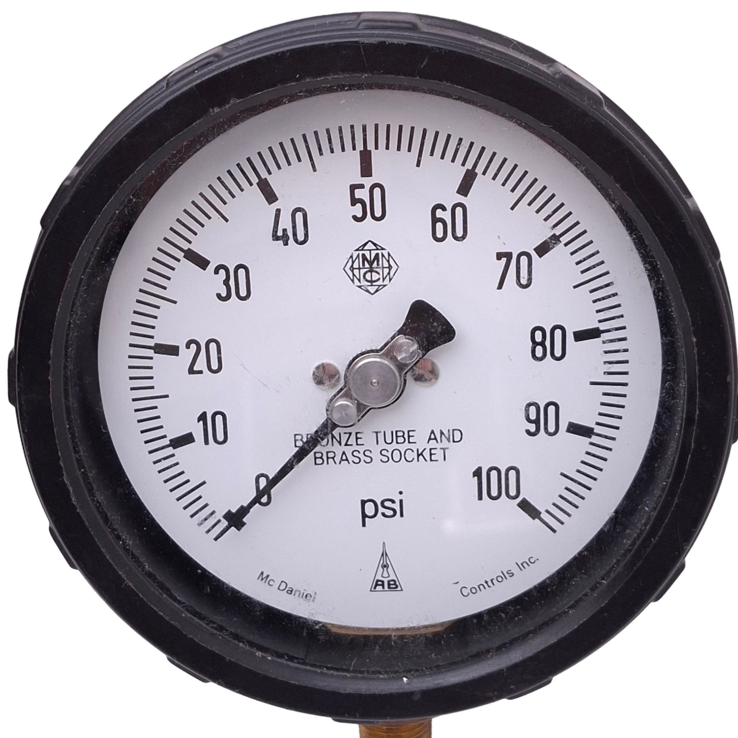 Used McDaniel Controls AD Air Pressure Gauge, ø4in Face, 0-100psi, 1/4in NPT