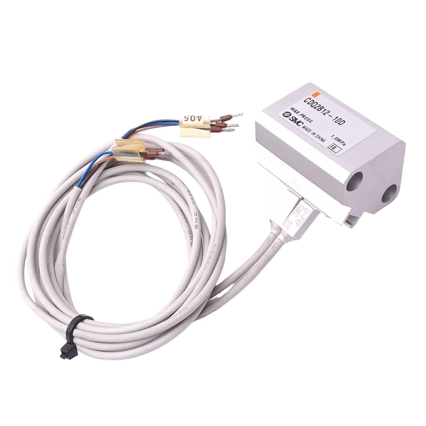 Used SMC CDQ2B12-10D Cylinder w/ Auto Switch Cable, ø12mm Bore, 10mm Stroke, 1.0MPa