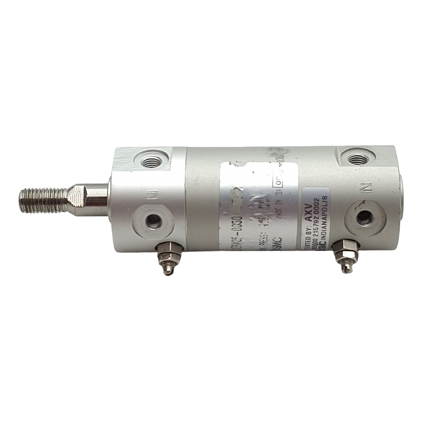Used SMC NCDGBA25-0050 Pneumatic Cylinder, ø1in Bore, 1/2in Stroke, #10-32UNF, 145psi