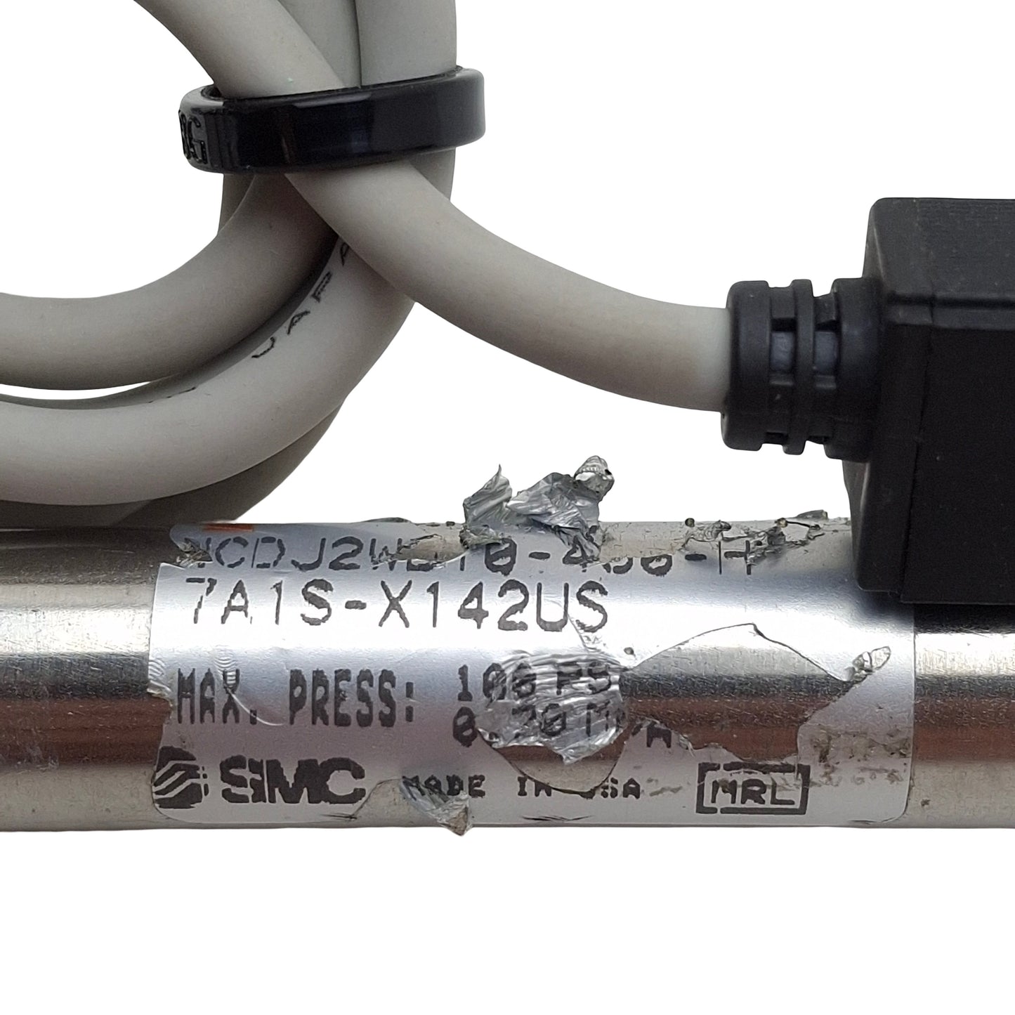 Used SMC NCDJ2WB10-400-H7A1S-X142US Pneumatic Cylinder, ø3/8" Bore, 4" Stroke, 100psi
