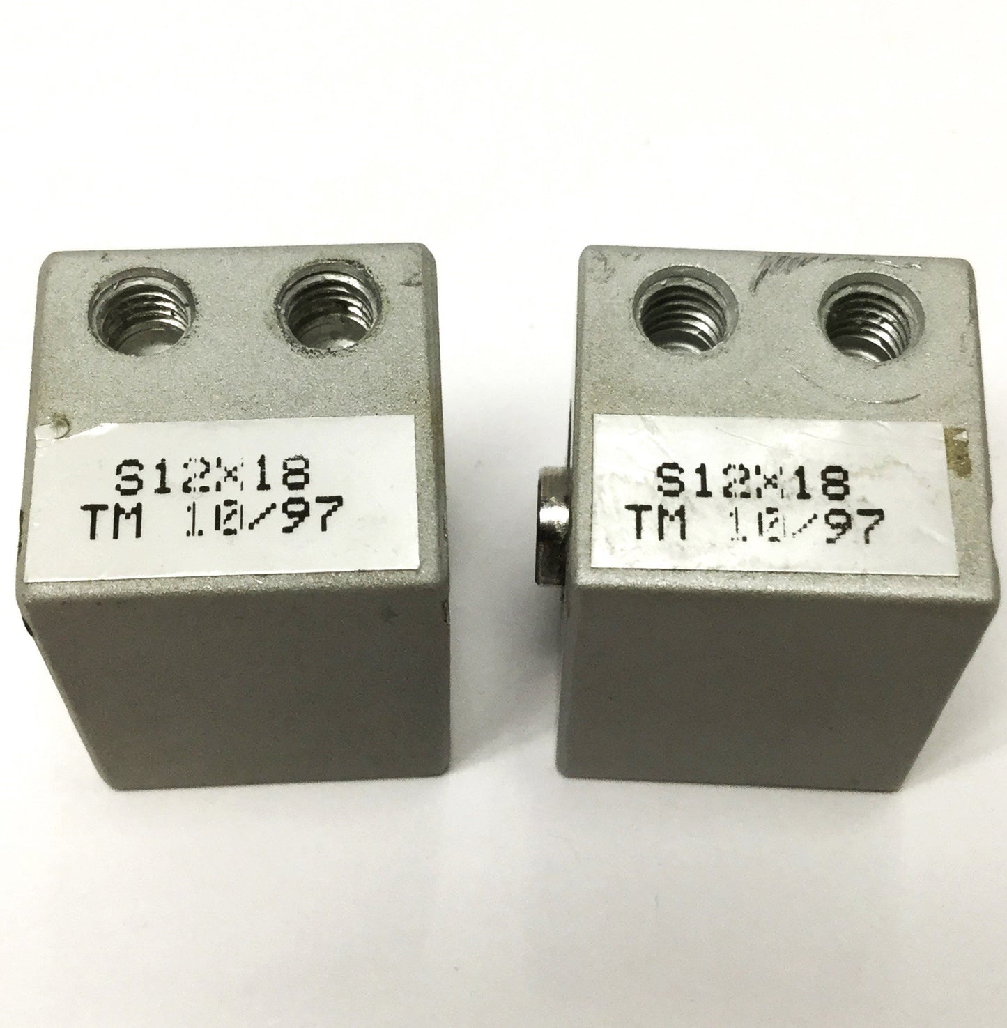 Used Lot of 2 Compact Air S12X18 Pneumatic Cylinders ⌀1/2" Bore, 1/8" Stroke, 125psi