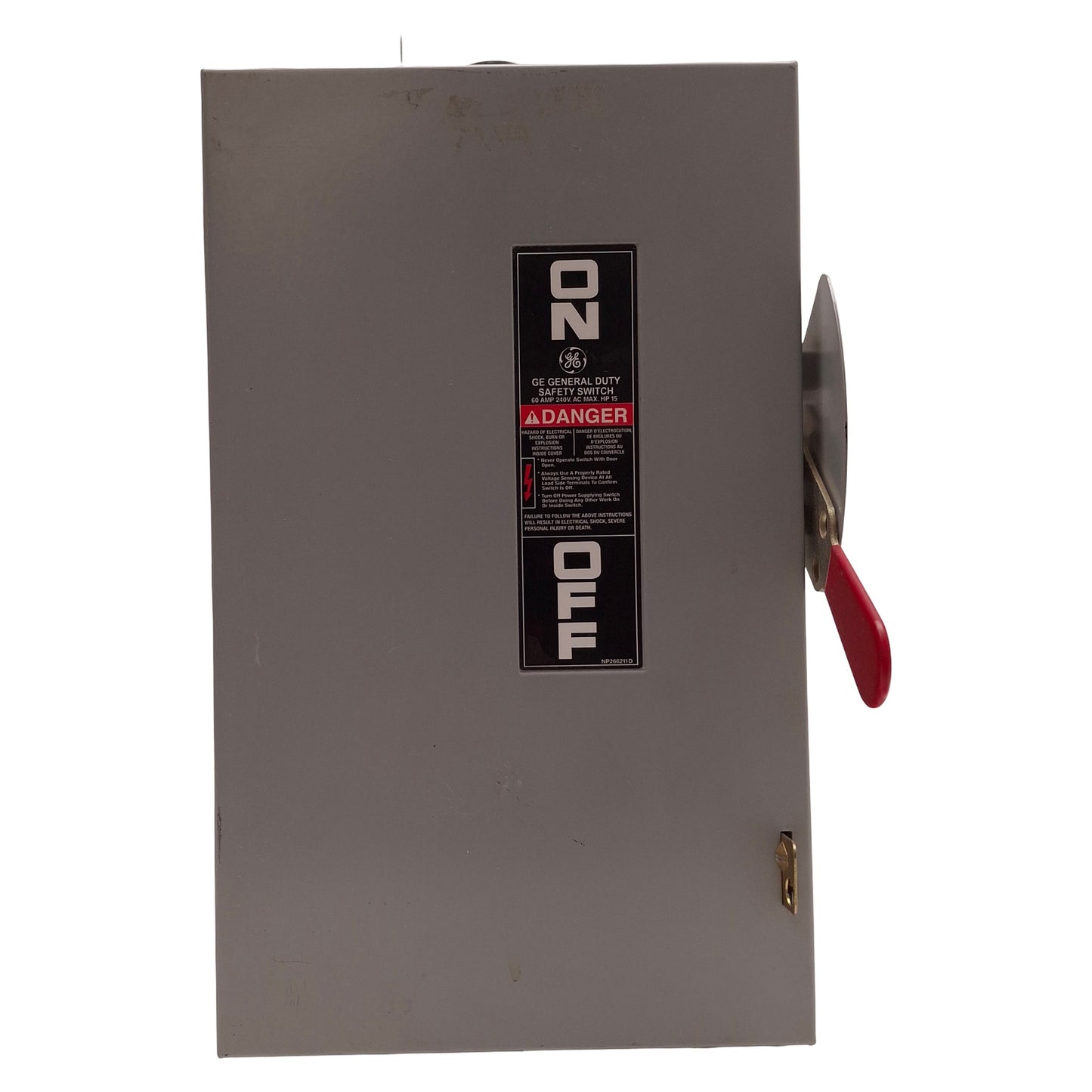 Used GE TGN3322 Non-Fusible Safety Switch 3-Pole, 60A, 240V, NEMA 1, 13.8"x4"x8.4"