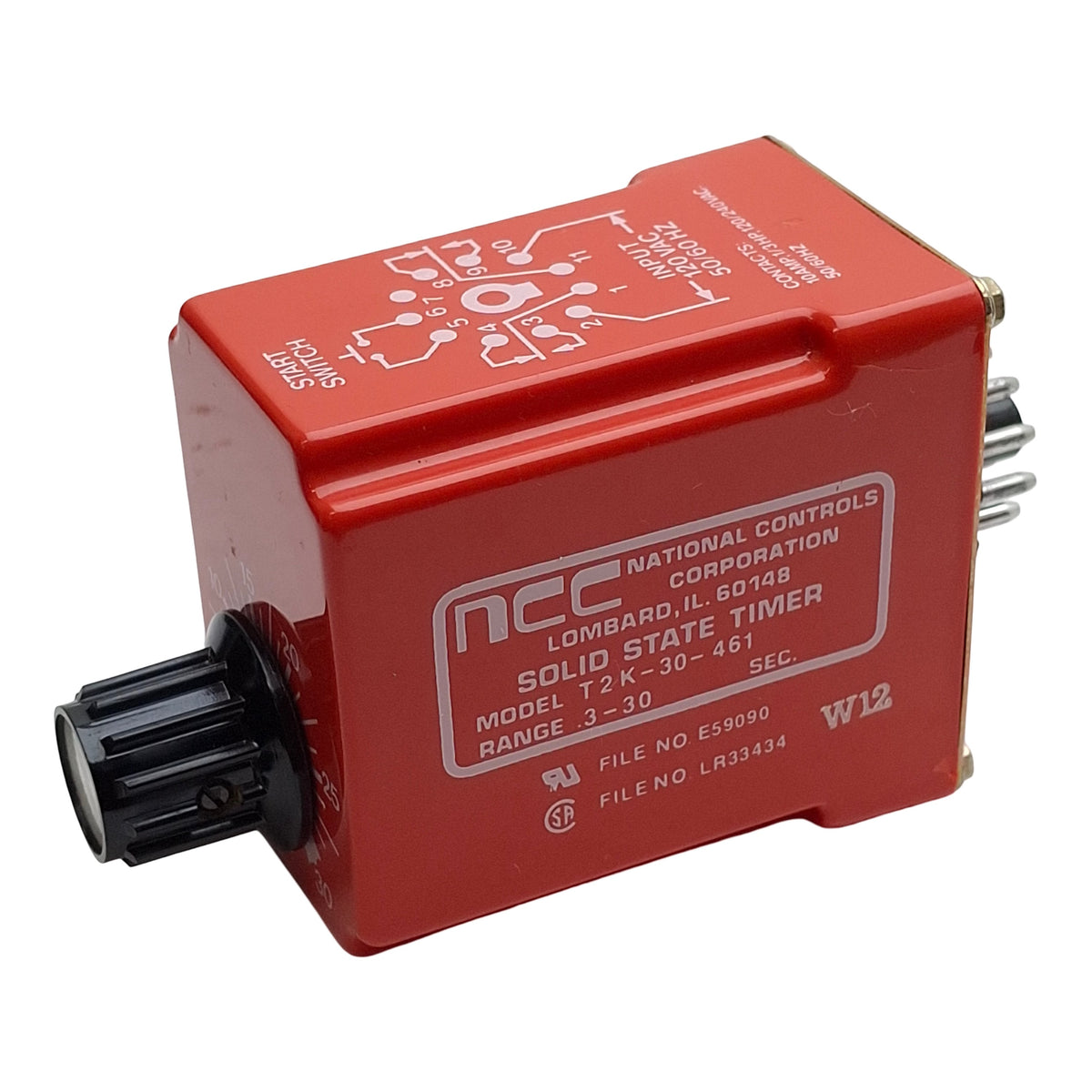 Used NCC T2K-30-461 Solid-State Time Delay Relay, 0.3-30sec Range, 120VAC In, 11-Pin
