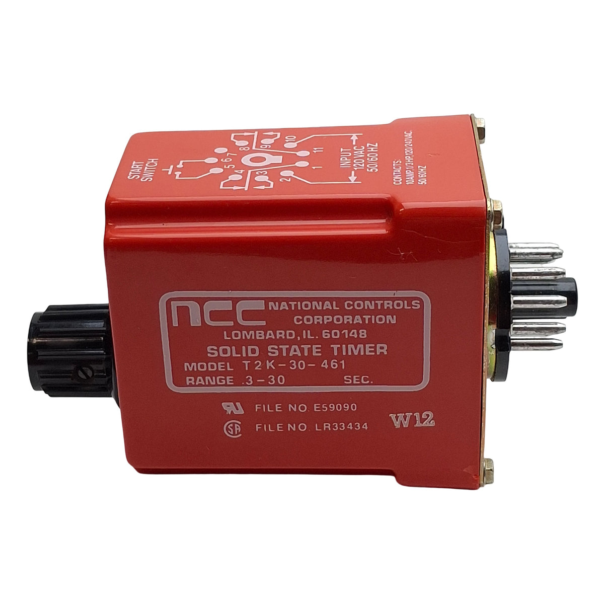 Used NCC T2K-30-461 Solid-State Time Delay Relay, 0.3-30sec Range, 120VAC In, 11-Pin