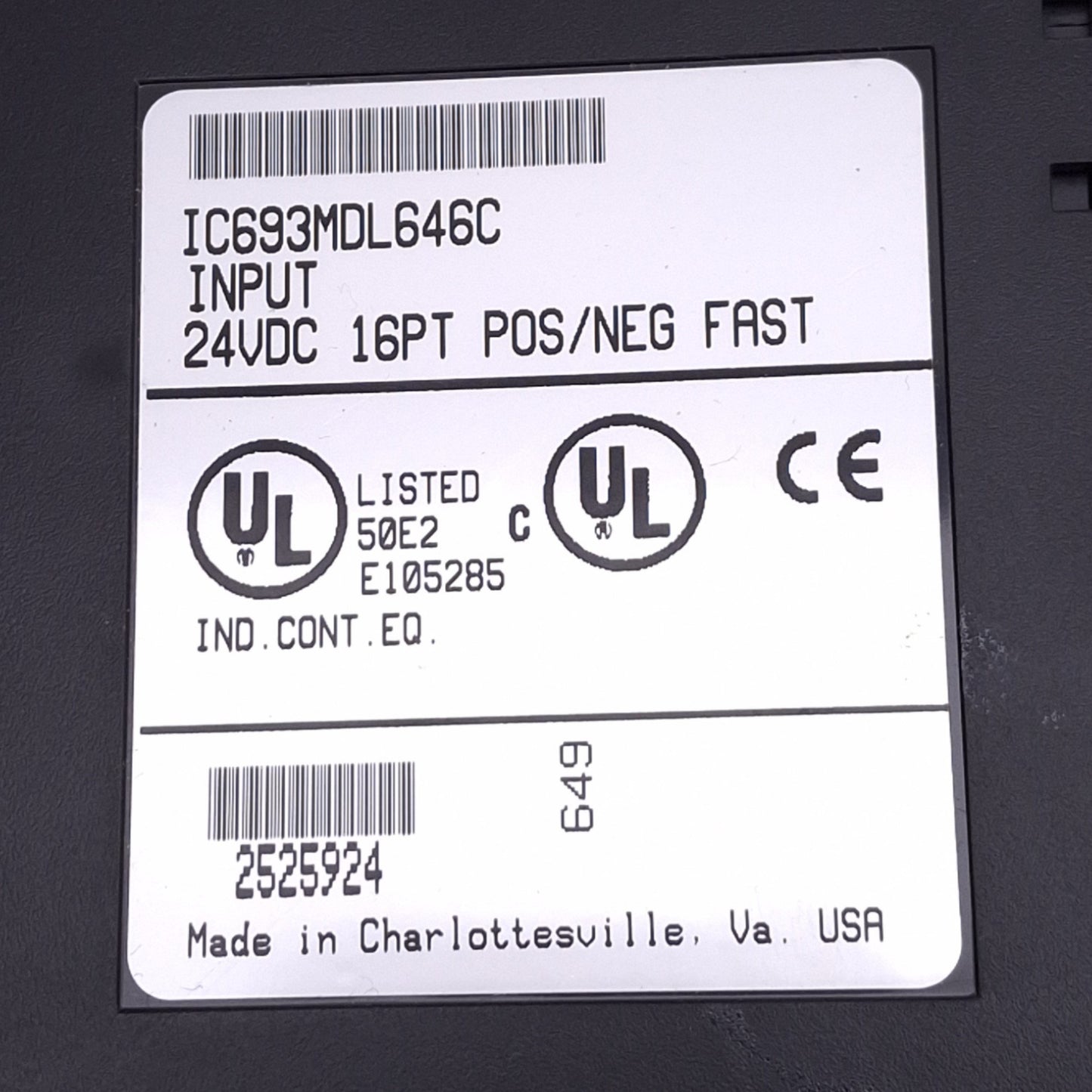 Used GE Fanuc IC693MDL646C Digital Input Module for 90-30 PLC, 16-Point, 24VDC