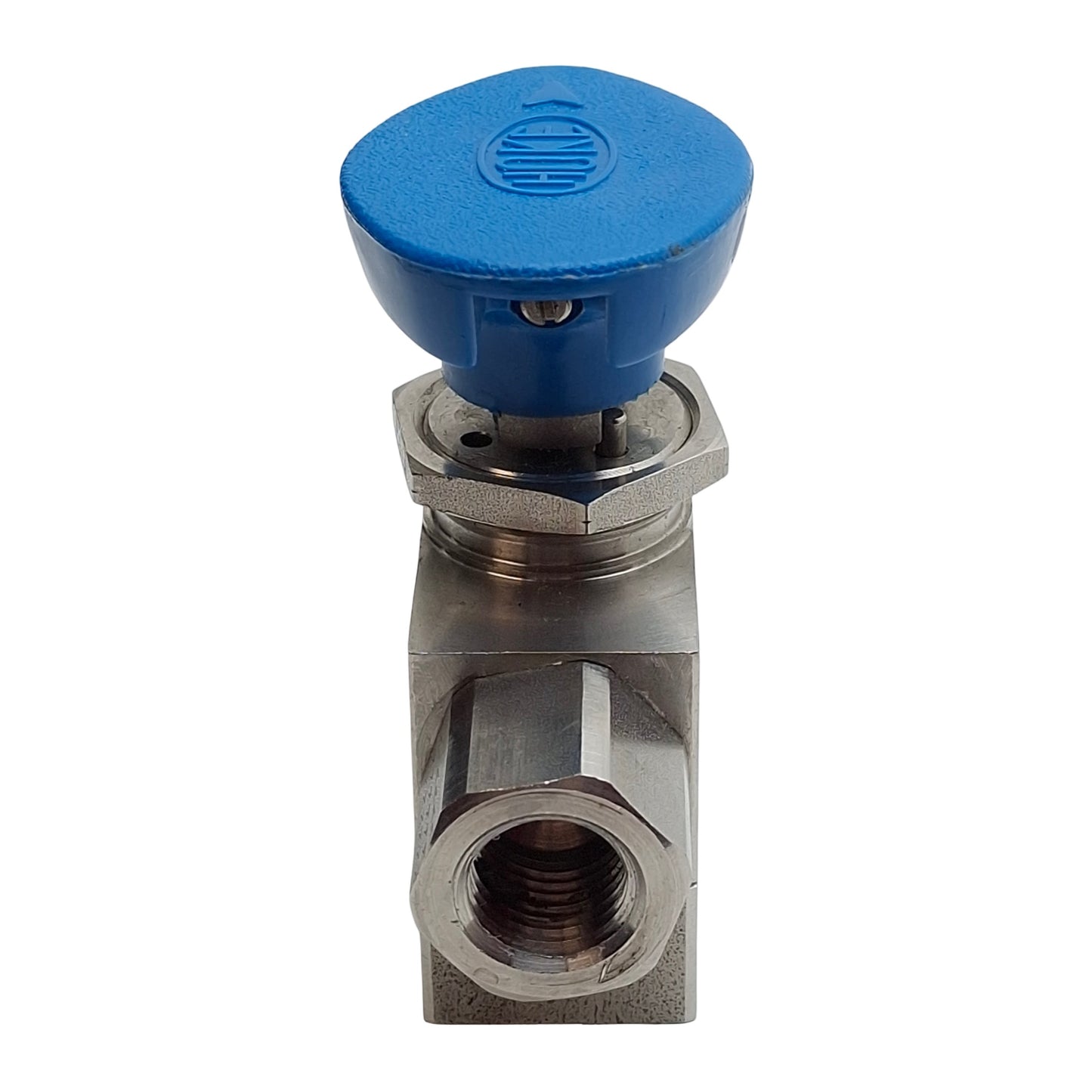 Used Hoke 7165F4Y Stainless Steel Ball Valve, 3-Way, 1/4in NPT Female, 500psi, 0.57Cv