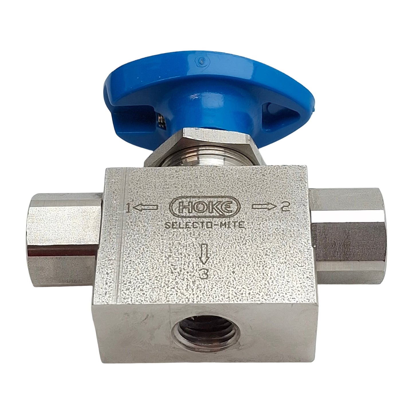 Used Hoke 7165F4Y Stainless Steel Ball Valve, 3-Way, 1/4in NPT Female, 500psi, 0.57Cv