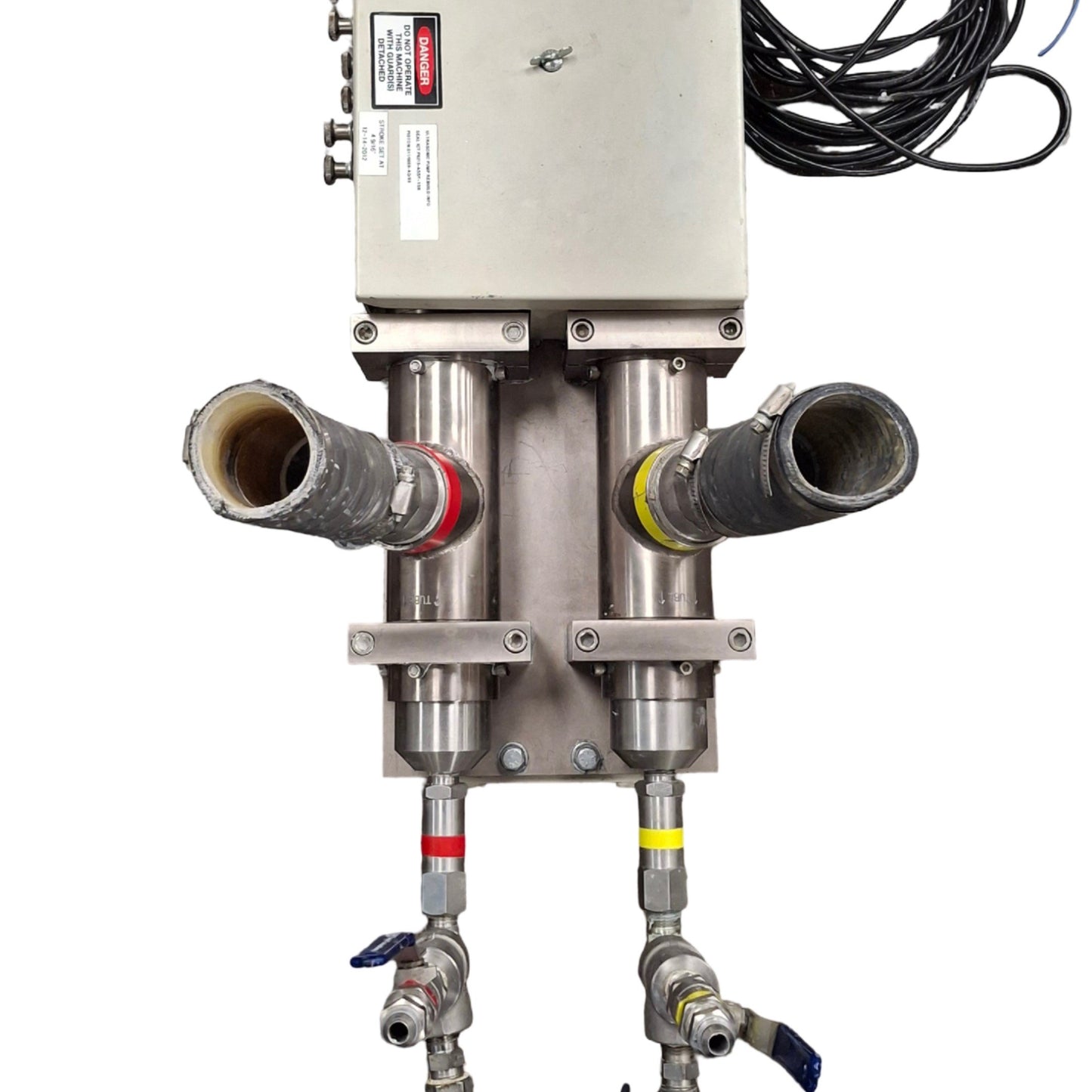 Used Liquid Controls Corp Two Component Dispensing Valve 2in OD Tube Inlet, 1:1 Ratio