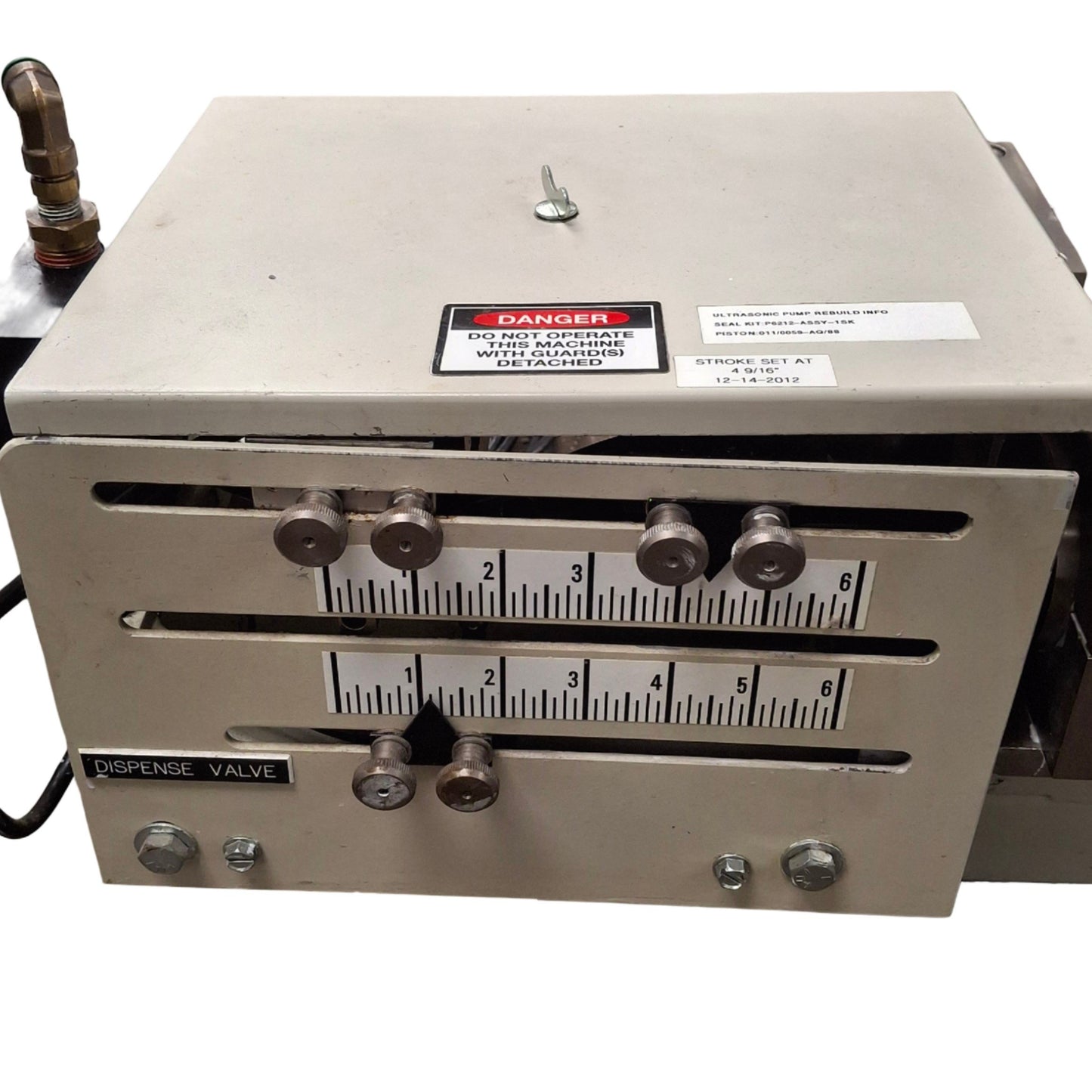 Used Liquid Controls Corp Two Component Dispensing Valve 2in OD Tube Inlet, 1:1 Ratio