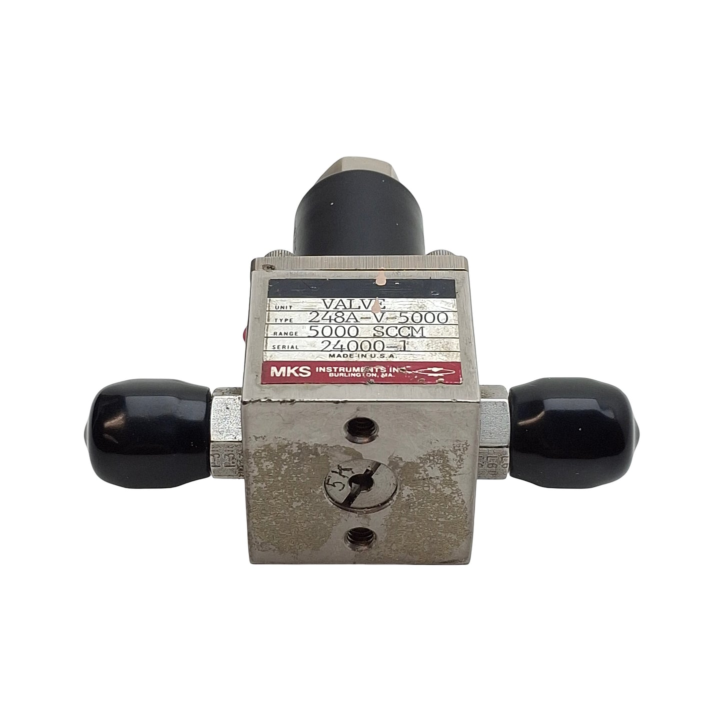 Used MKS 248A-V-5000 Solenoid Flow Control Valve 5000sccm, 0.25" Swagelok, 24VDC Coil