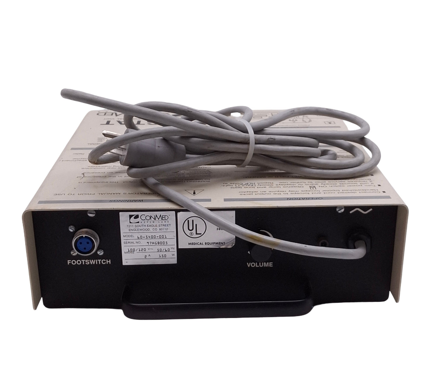 Used ConMed 60-5400-001 BISTAT Bipolar Electrosurgical Unit, 100/120VAC 2A, 150W Max