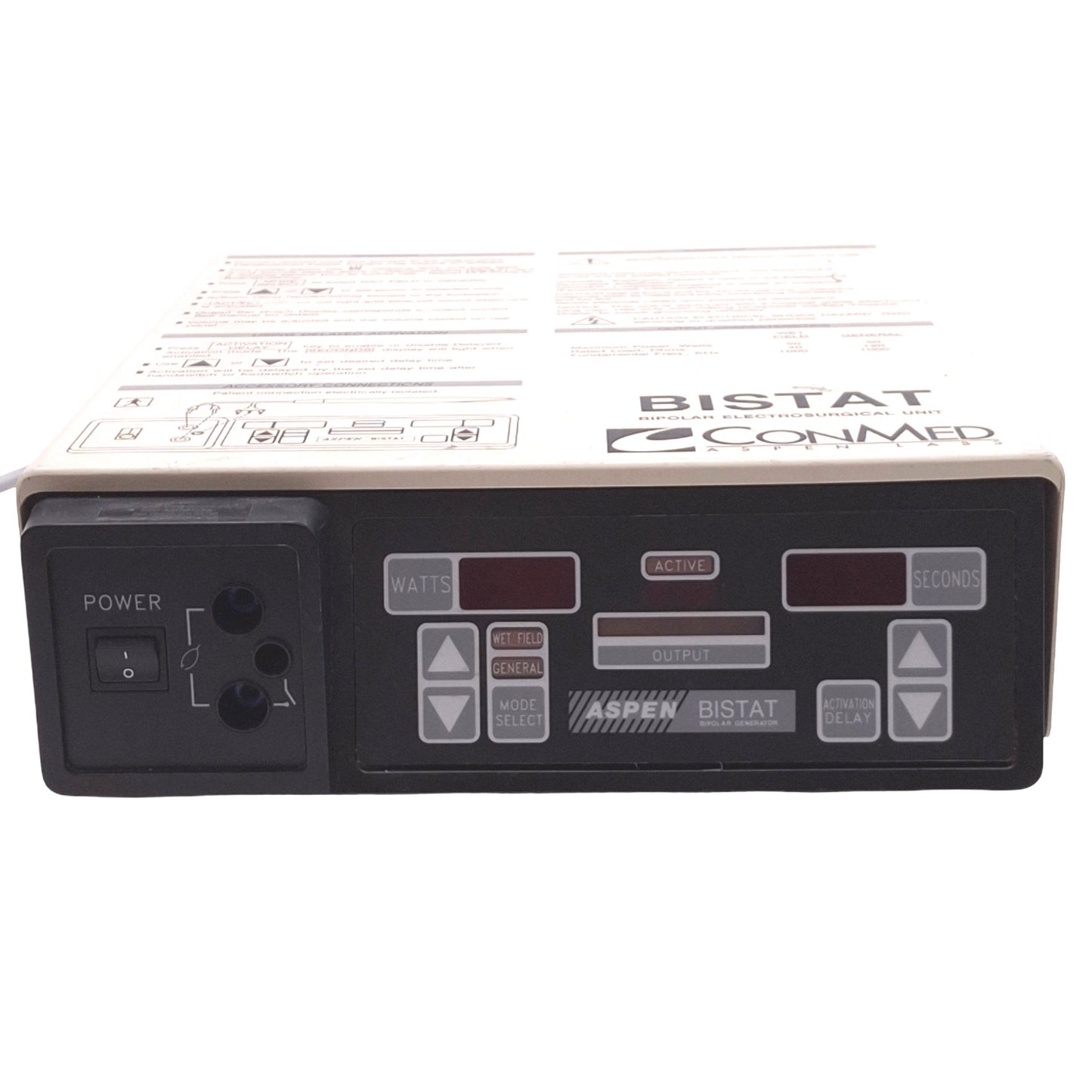 Used ConMed 60-5400-001 BISTAT Bipolar Electrosurgical Unit, 100/120VAC 2A, 150W Max