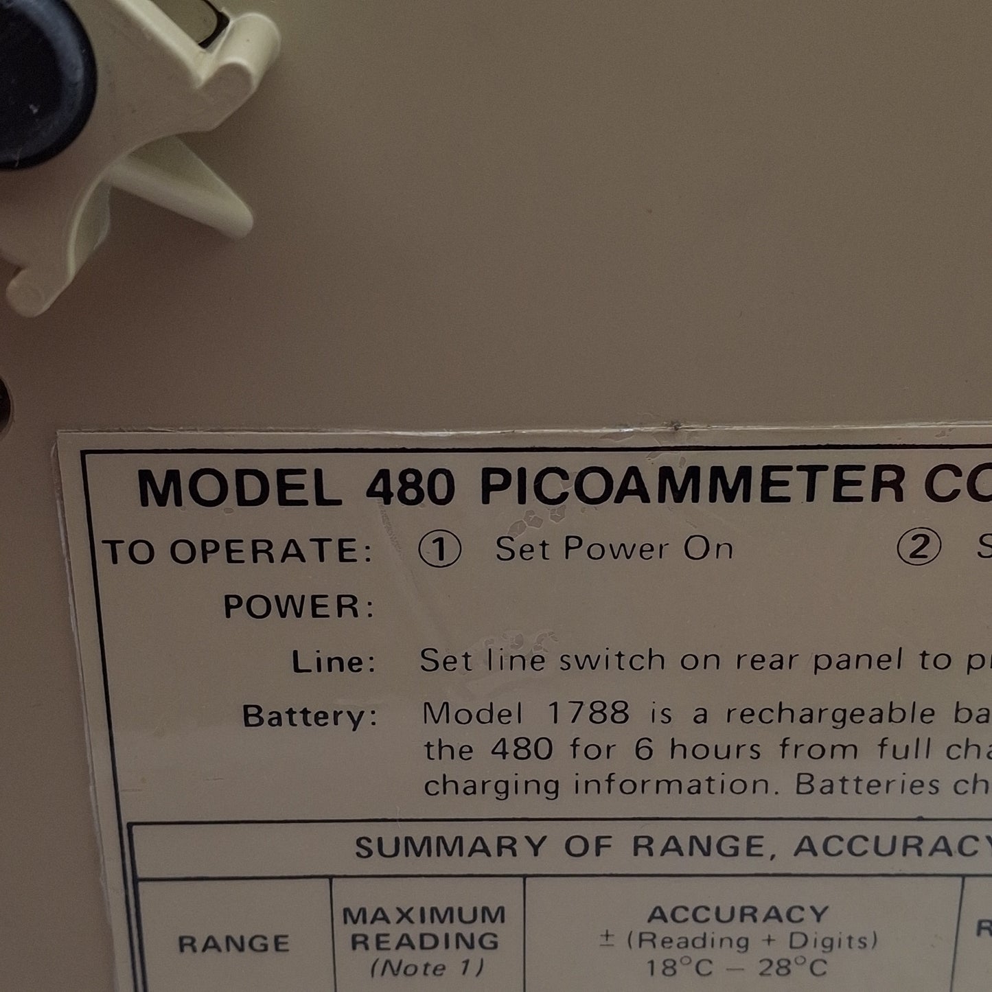 Used Keithley 480 Autoranging Test Picoammeter, 1nA-1mA Range, 20VA 105/250VAC Line