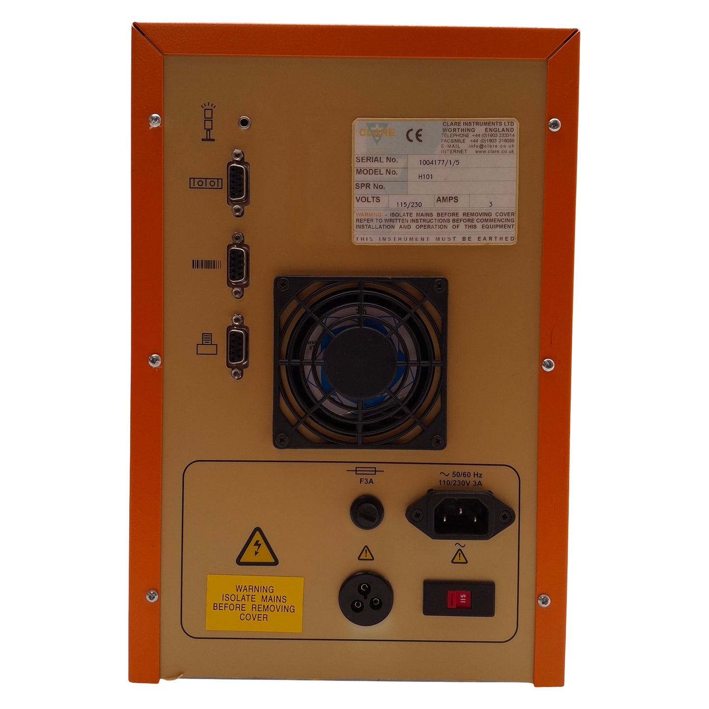 Used Clare H101 Hipot & DC IR Tester 115VAC/230VAC Supply, 3A, 0.01MOhms-500MOhms