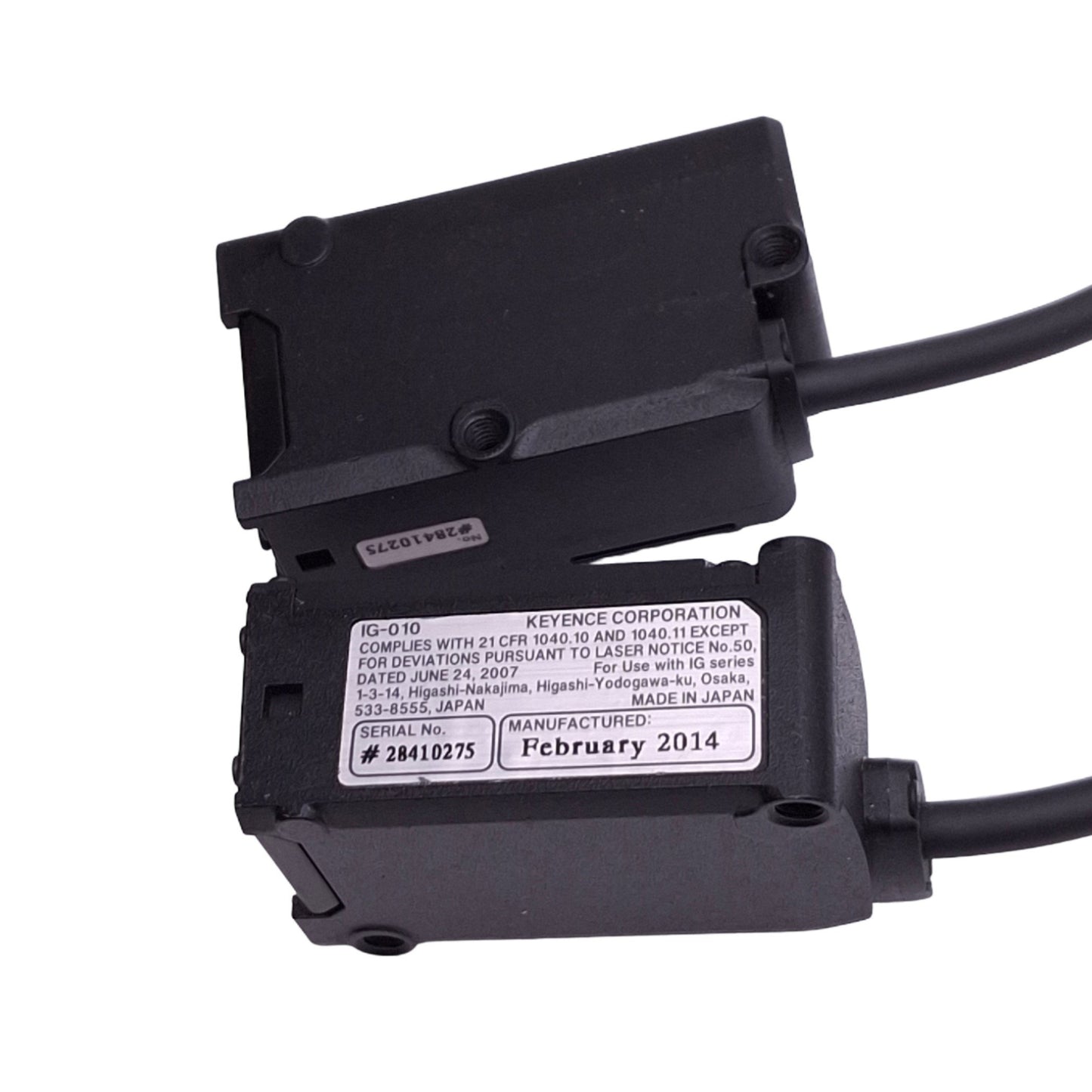 Used Keyence IG-010 Intelligent-G Laser Sensor Head, 660nm, 10mm Range, 10-30VDC