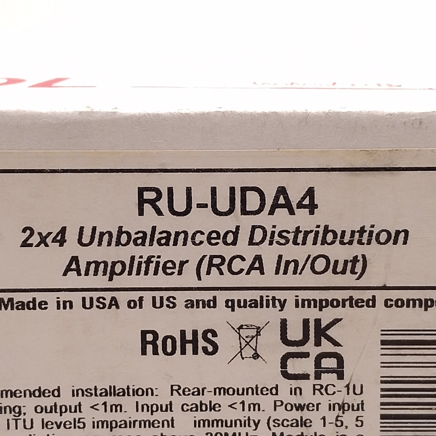 New RDL RU-UDA4 Stereo Unbalanced Audio Distribution Amplifier, 2x4 RCA Jacks, 24VDC